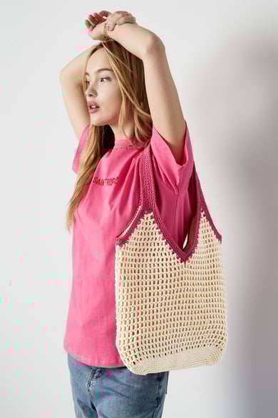 Beach bag with colored handle - fuchsia h5 Picture2